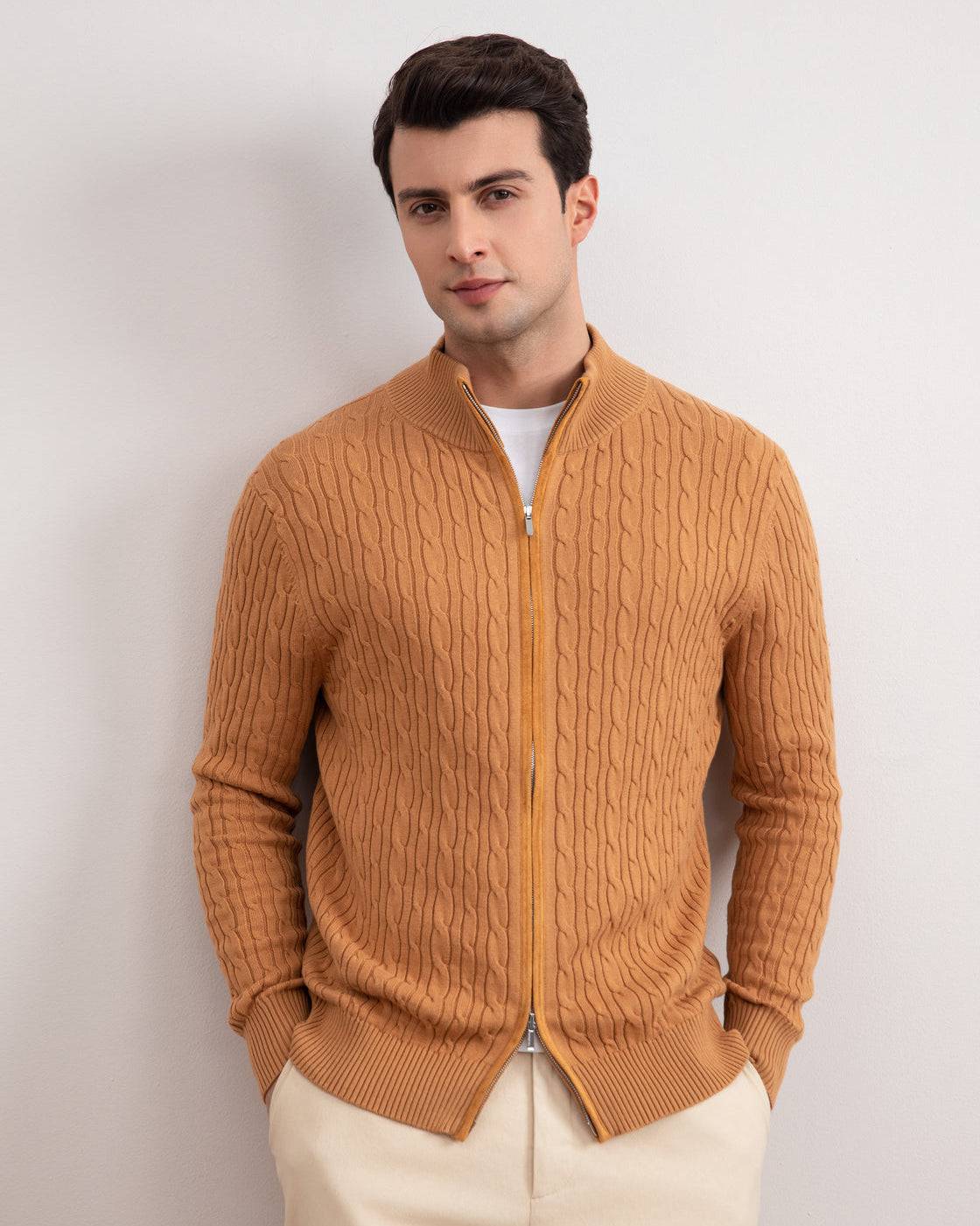 Sienna Cable Knit full-zip Sweater - Tour&Tate