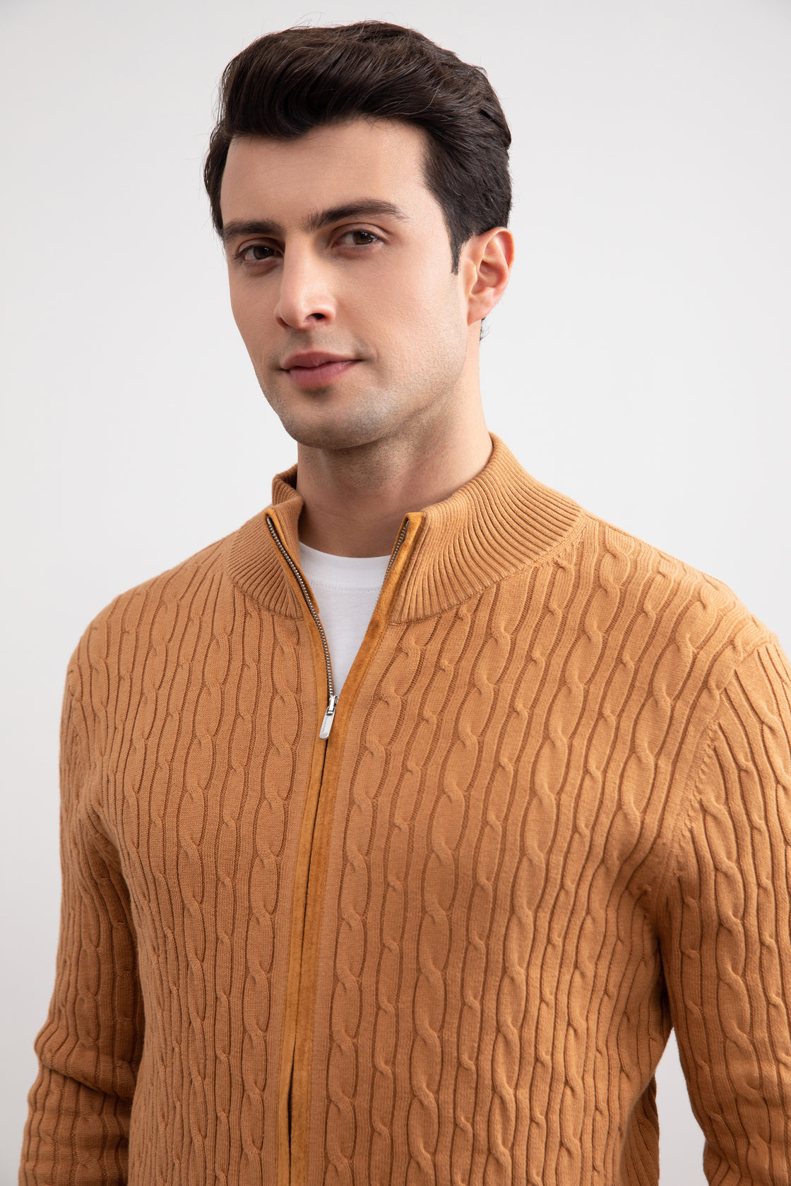 Sienna gebreide trui full-zip kabel full-zip