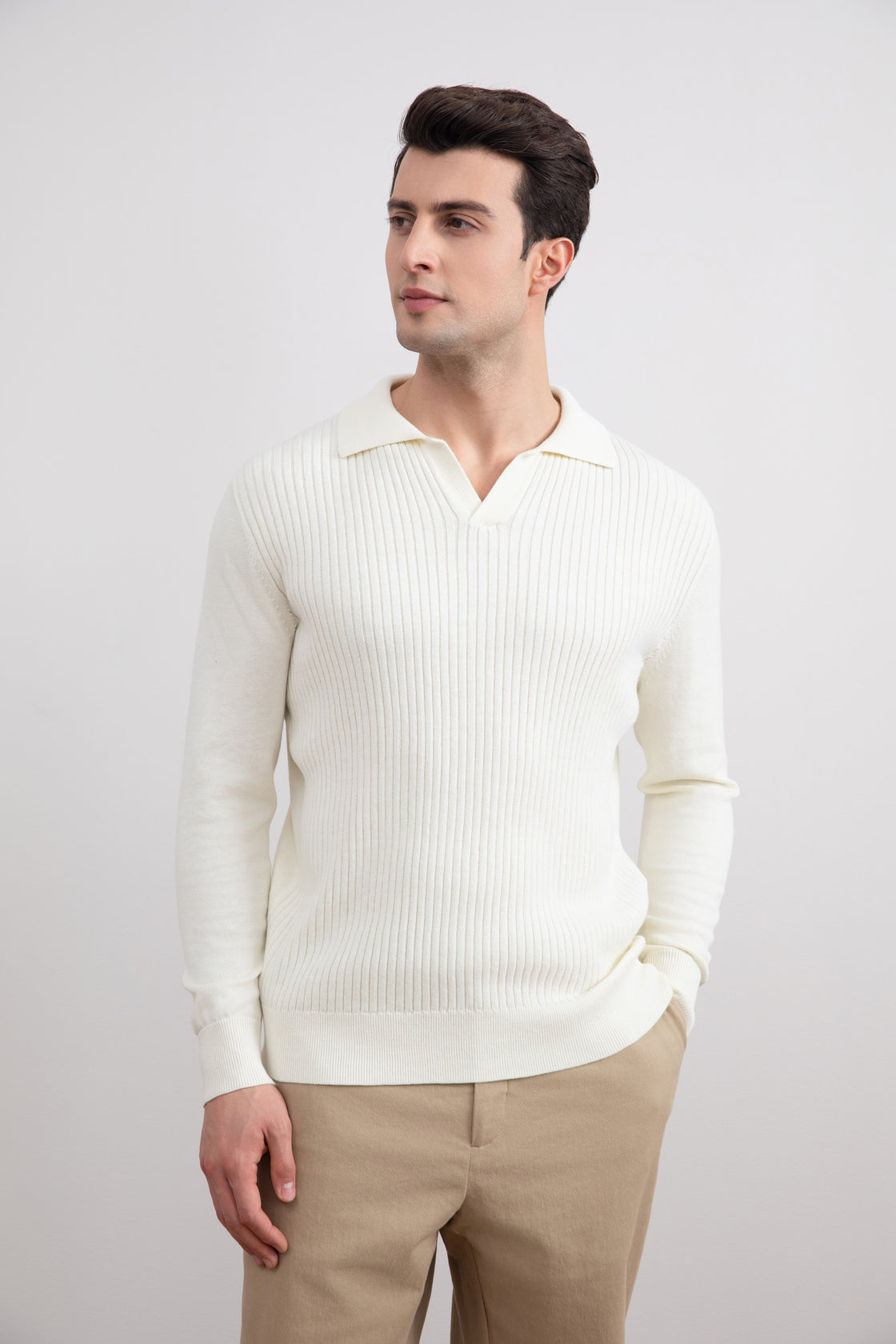 Polo abierto de rayas Off-White