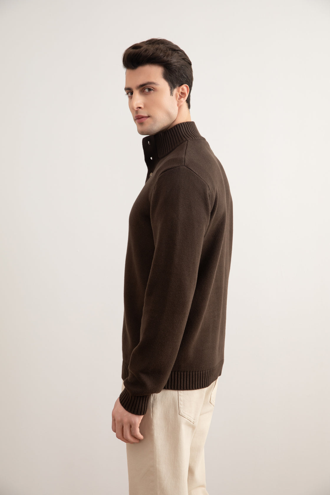 Brown Winter Button Sweater