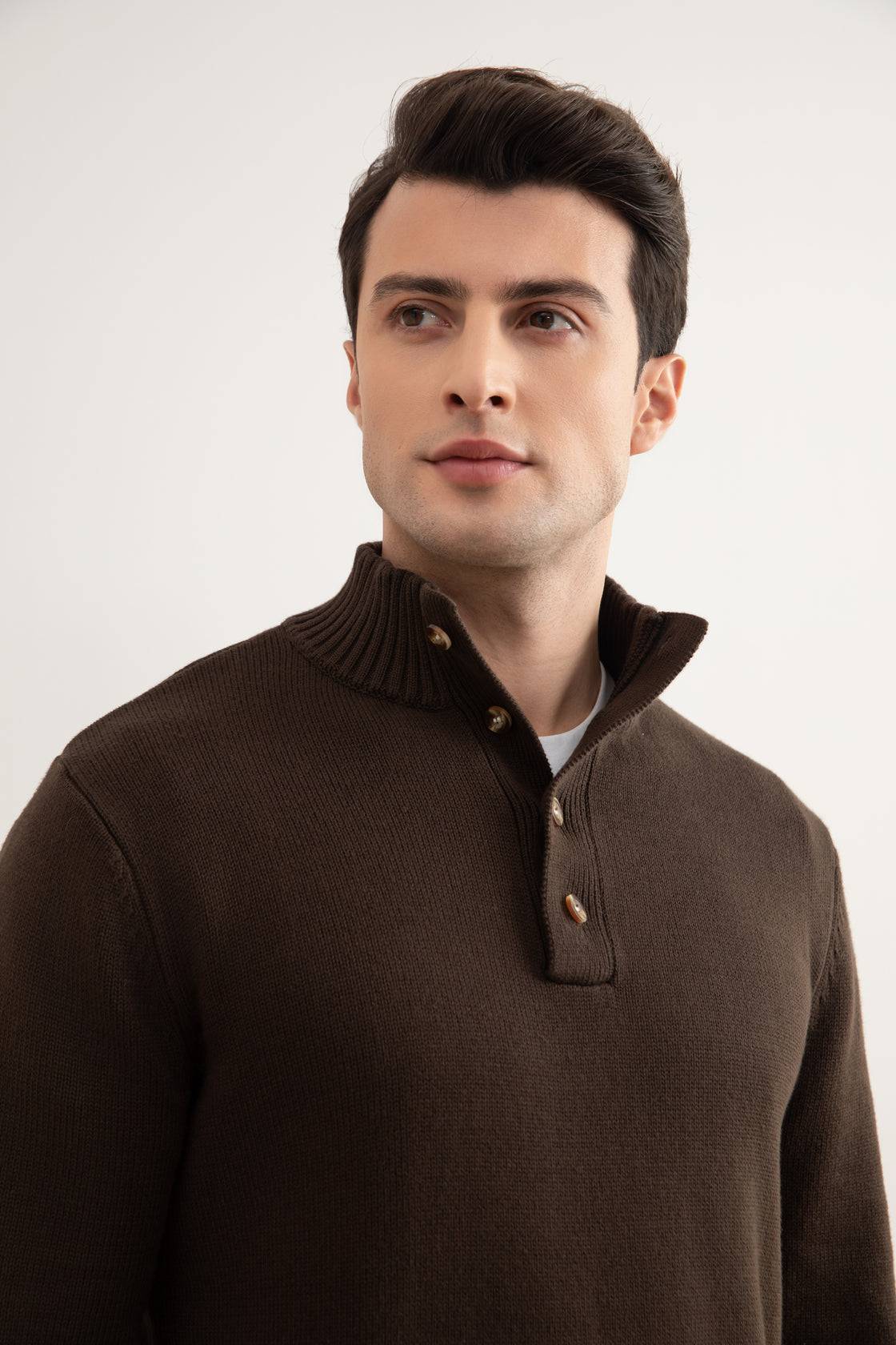 Brown Winter Button Sweater - Tour&Tate