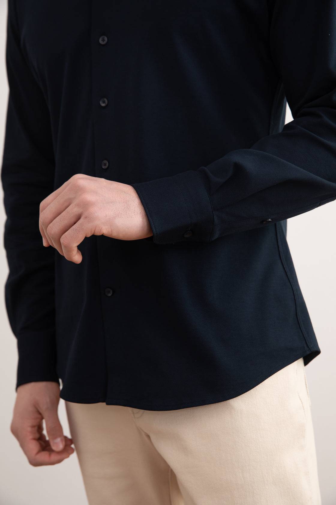 Navy Cotton-Piqué Shirt - Tour&Tate