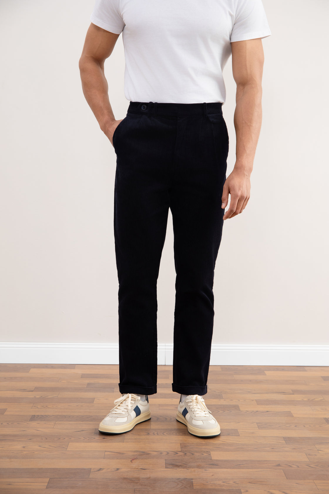 Marine rechte Corduroy Broek