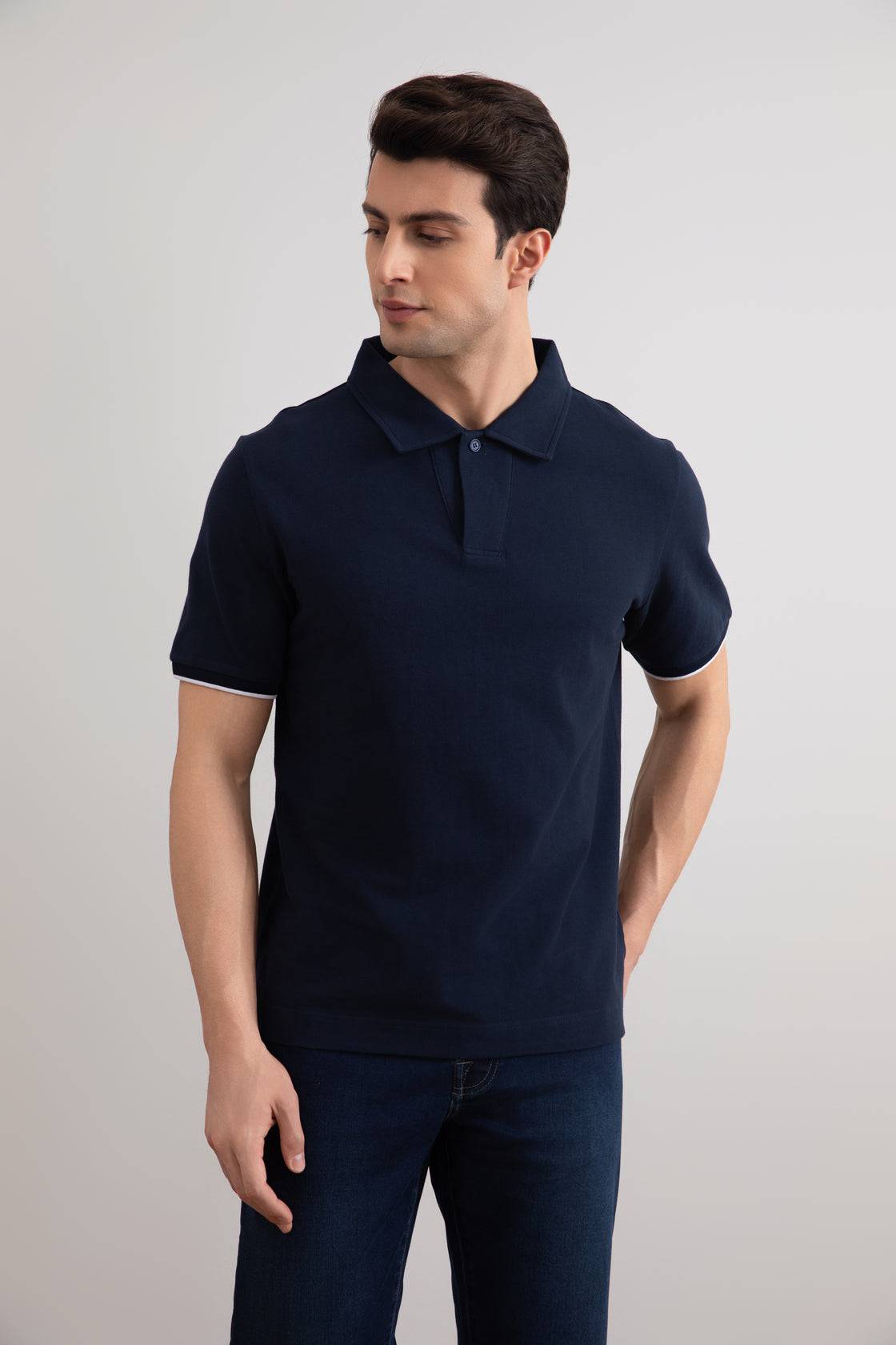 Navy Cruise Open Polo Shirt - Tour&Tate