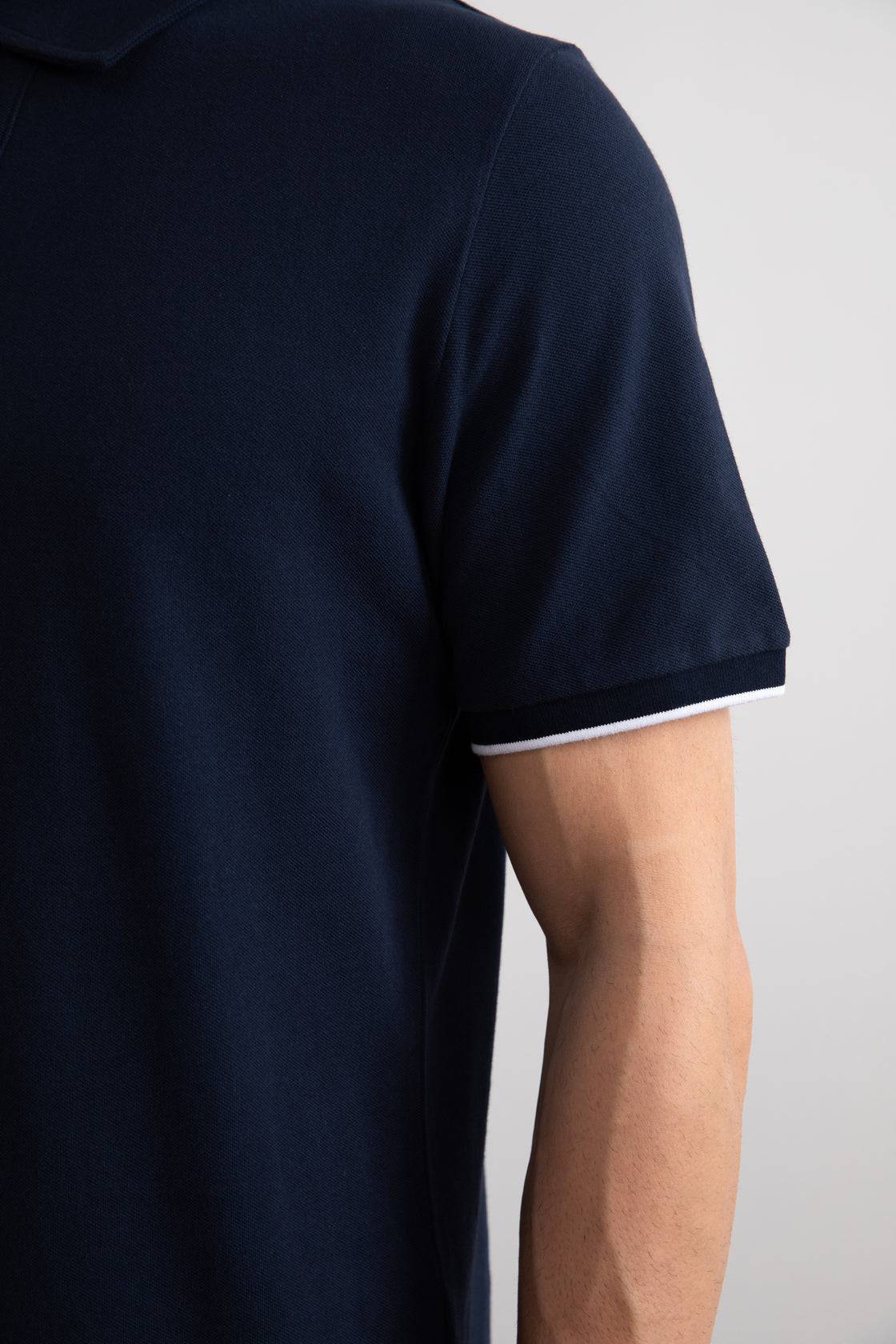 Navy Cruise Open Polo Shirt - Tour&Tate