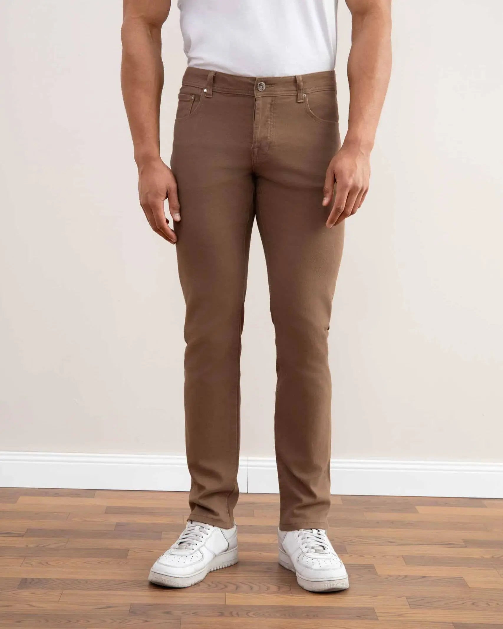 Dark Taupe Stretch Five-pockets Jeans - Tour&Tate