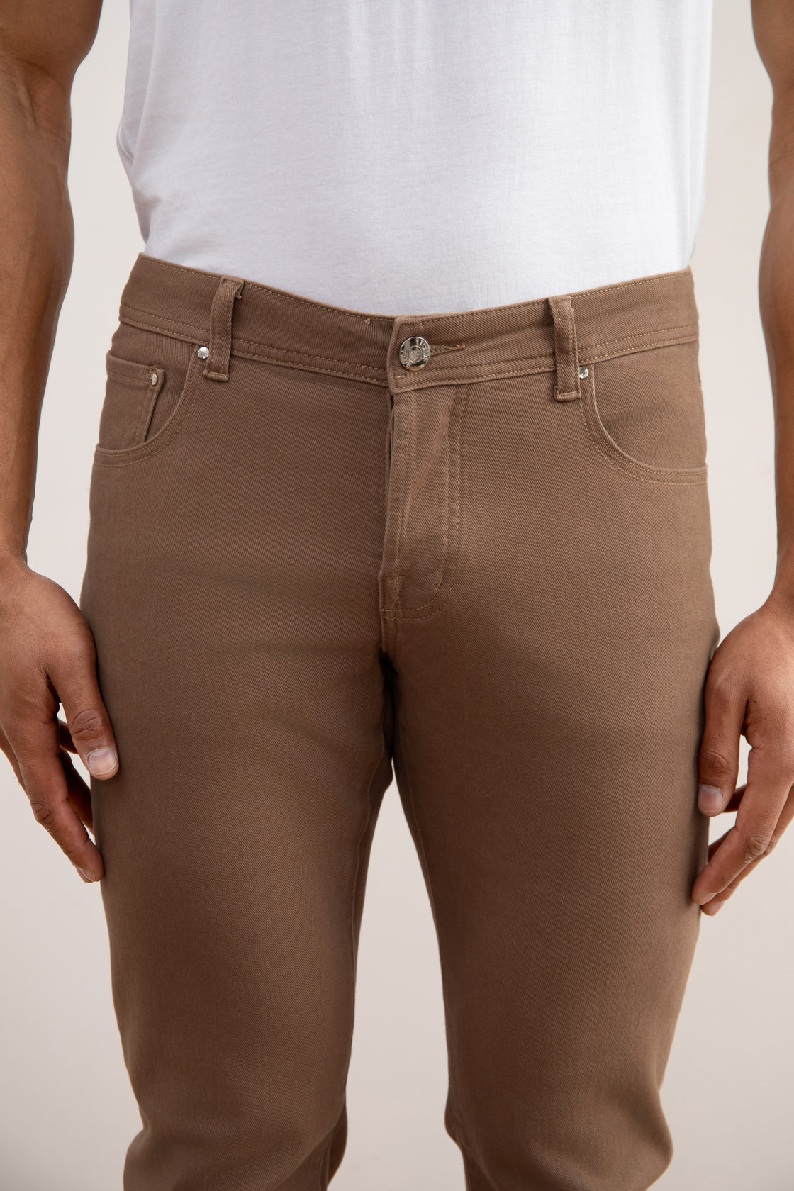 Jean cinq poches stretch taupe foncé