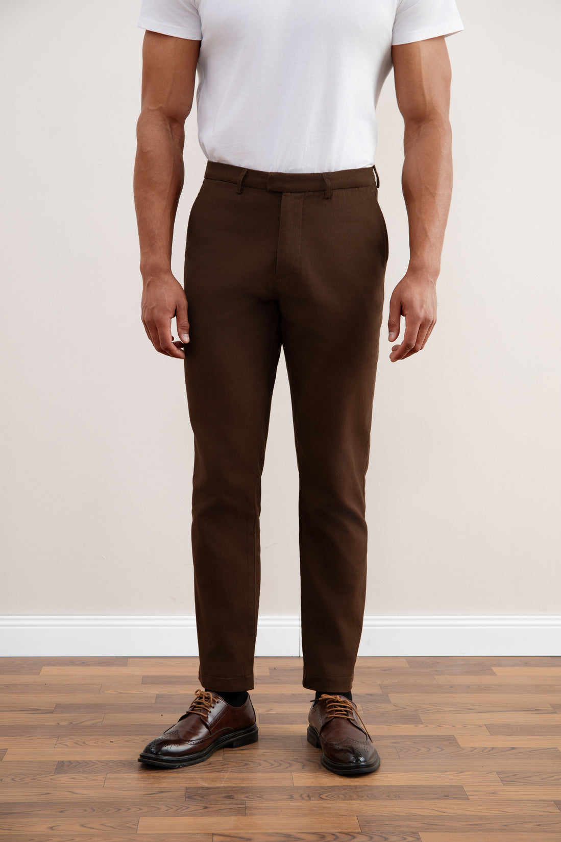 Pantalón de invierno recto marrón oscuro