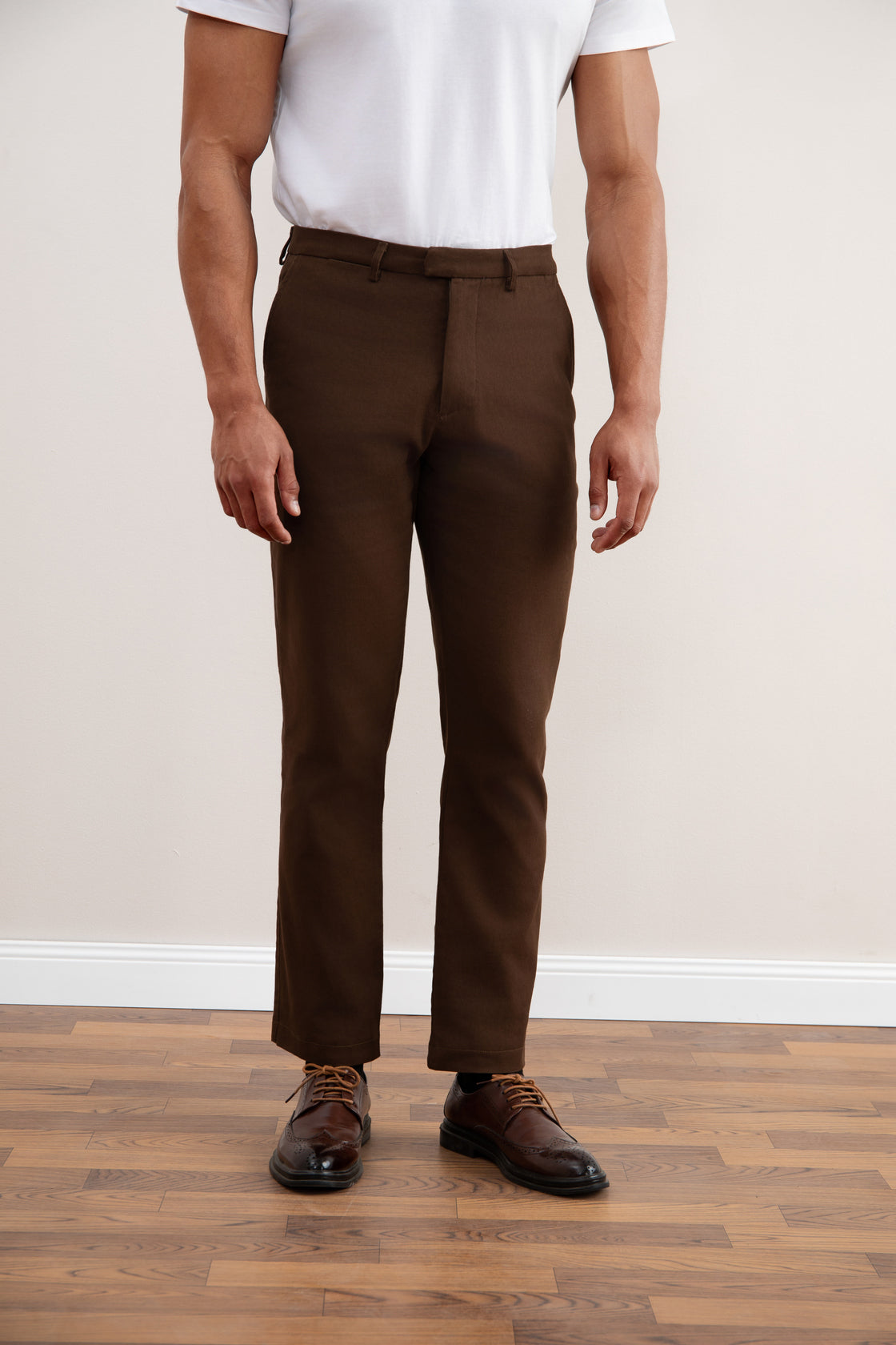Pantalón de invierno recto marrón oscuro
