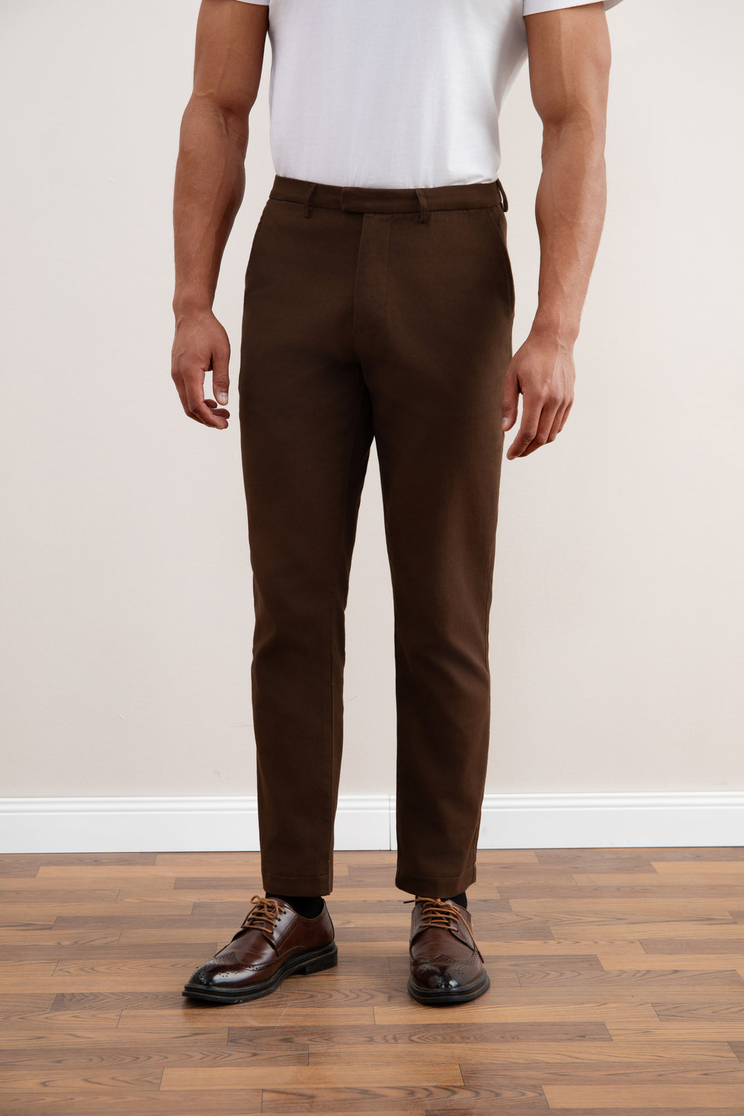 Pantalón de invierno recto marrón oscuro
