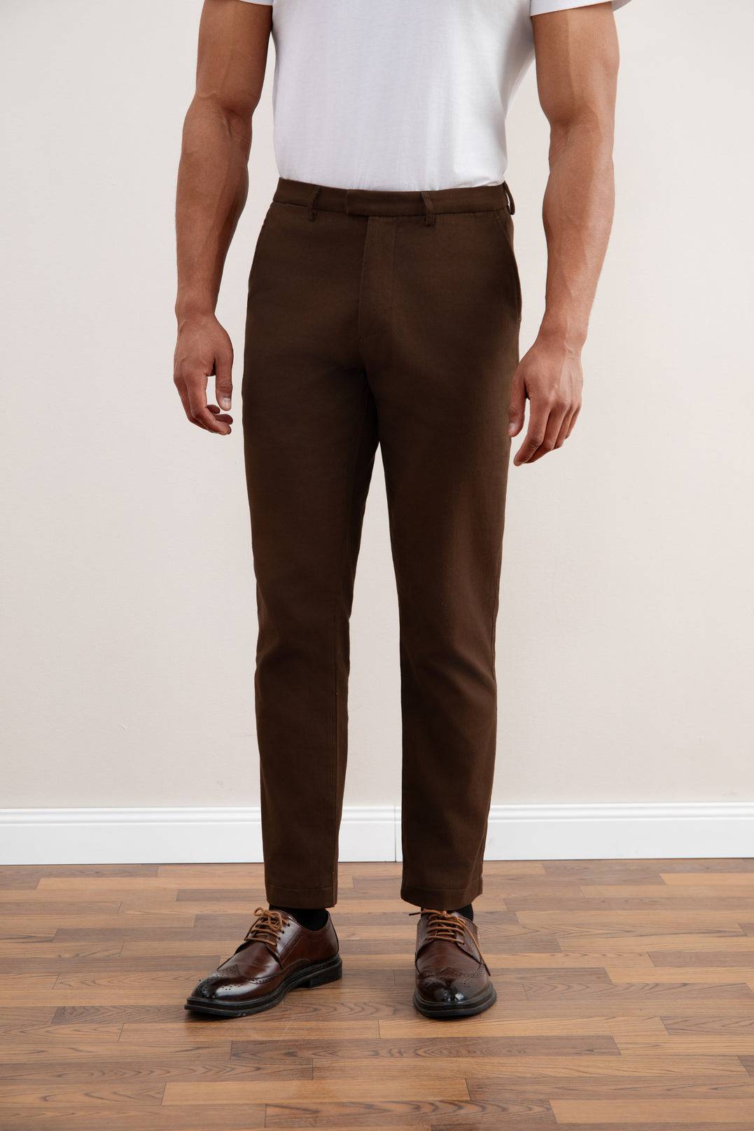 Dark Brown Straight-Fit Winter Pants - Tour&Tate