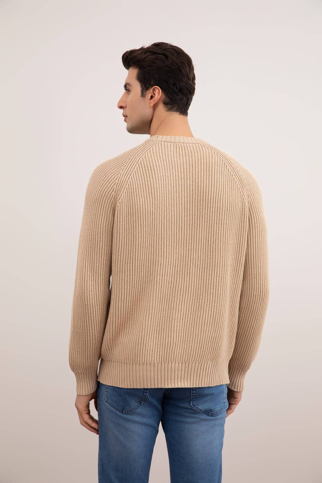 Tan English Rib Crewneck - Tour&Tate