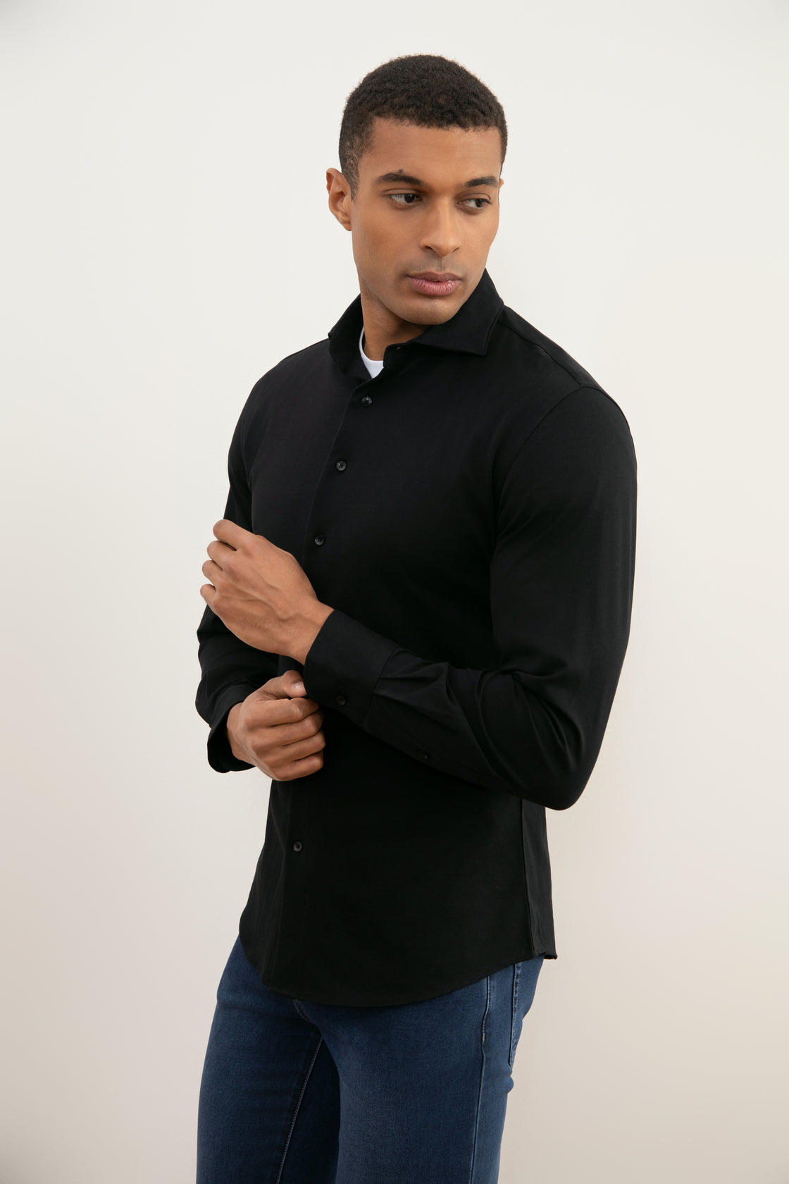 Chemise en coton piqué noir