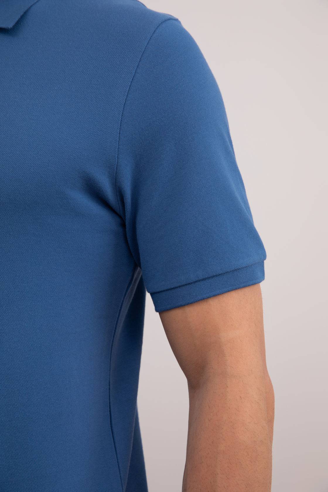 Blue Cotton-Piqué Polo Shirt - Tour&Tate