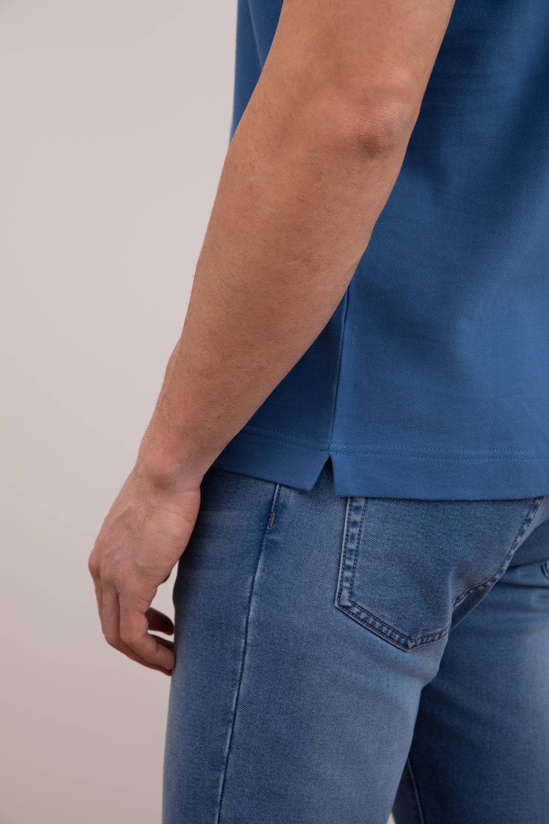 Blue Cotton-Piqué Polo Shirt - Tour&Tate