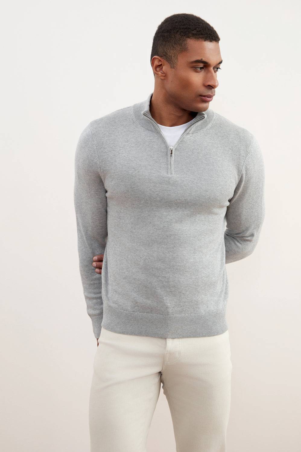 Grey Mélange Half-Zip Sweater - Tour&Tate