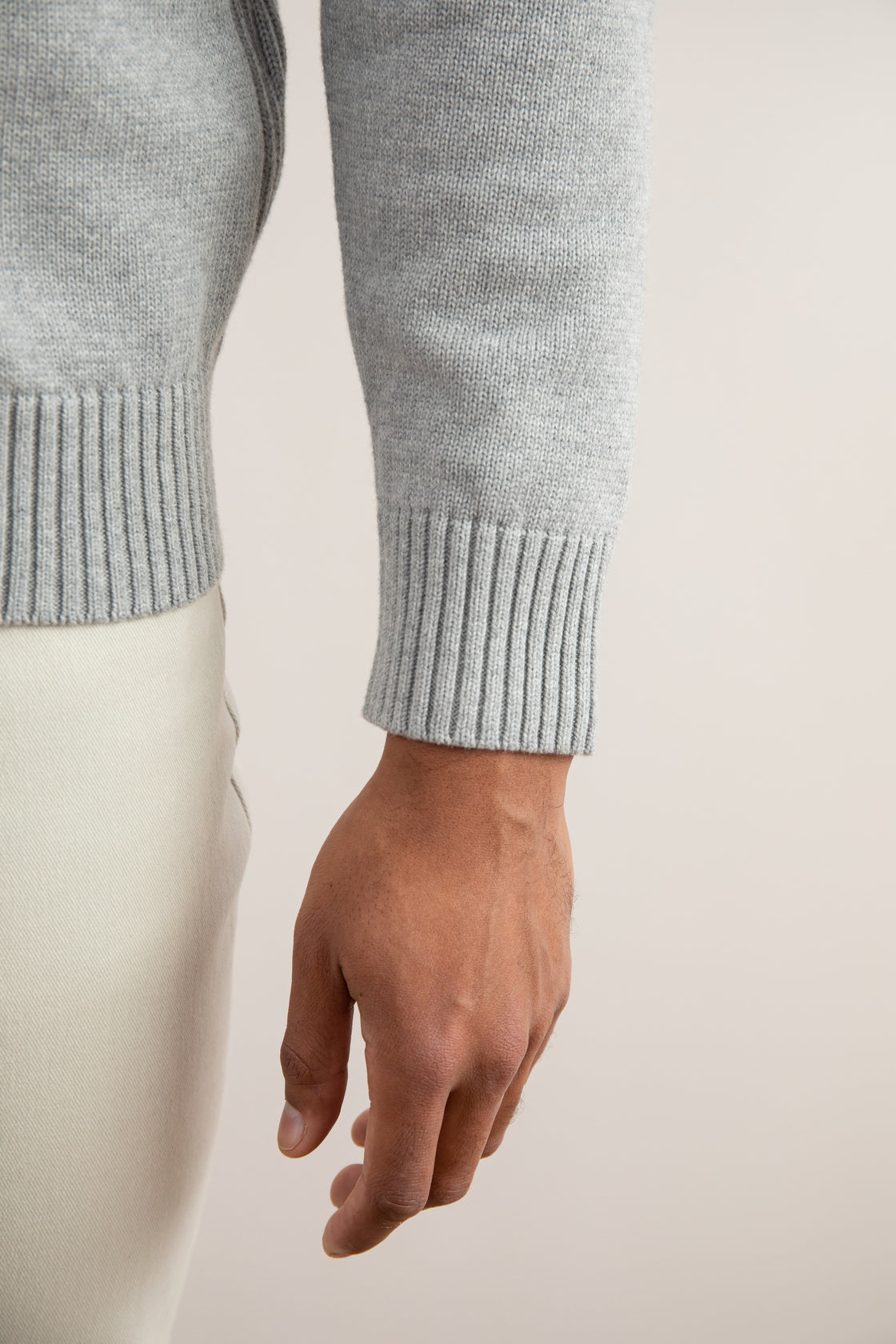 Jersey con cremallera de canalé Mélange gris