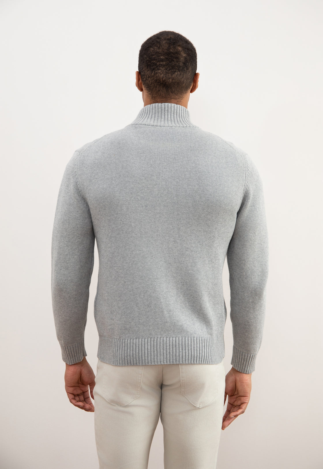 Jersey con cremallera de canalé Mélange gris