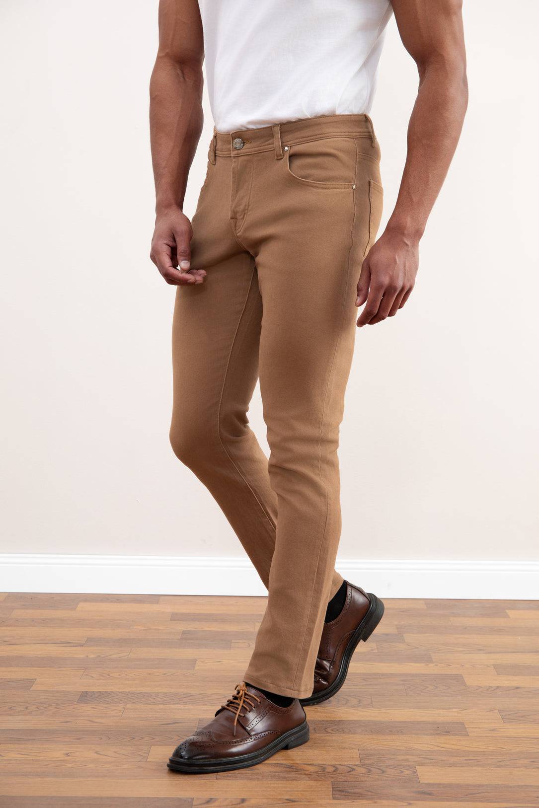 Light Taupe Stretch Five-pockets Jeans - Tour&Tate