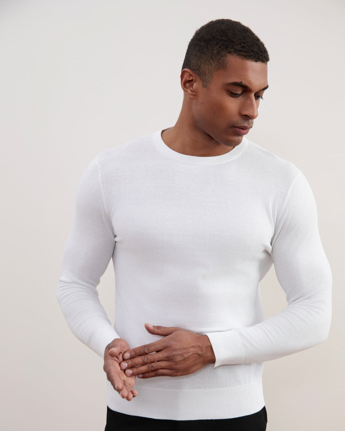 White Lightweight Crewneck Sweater