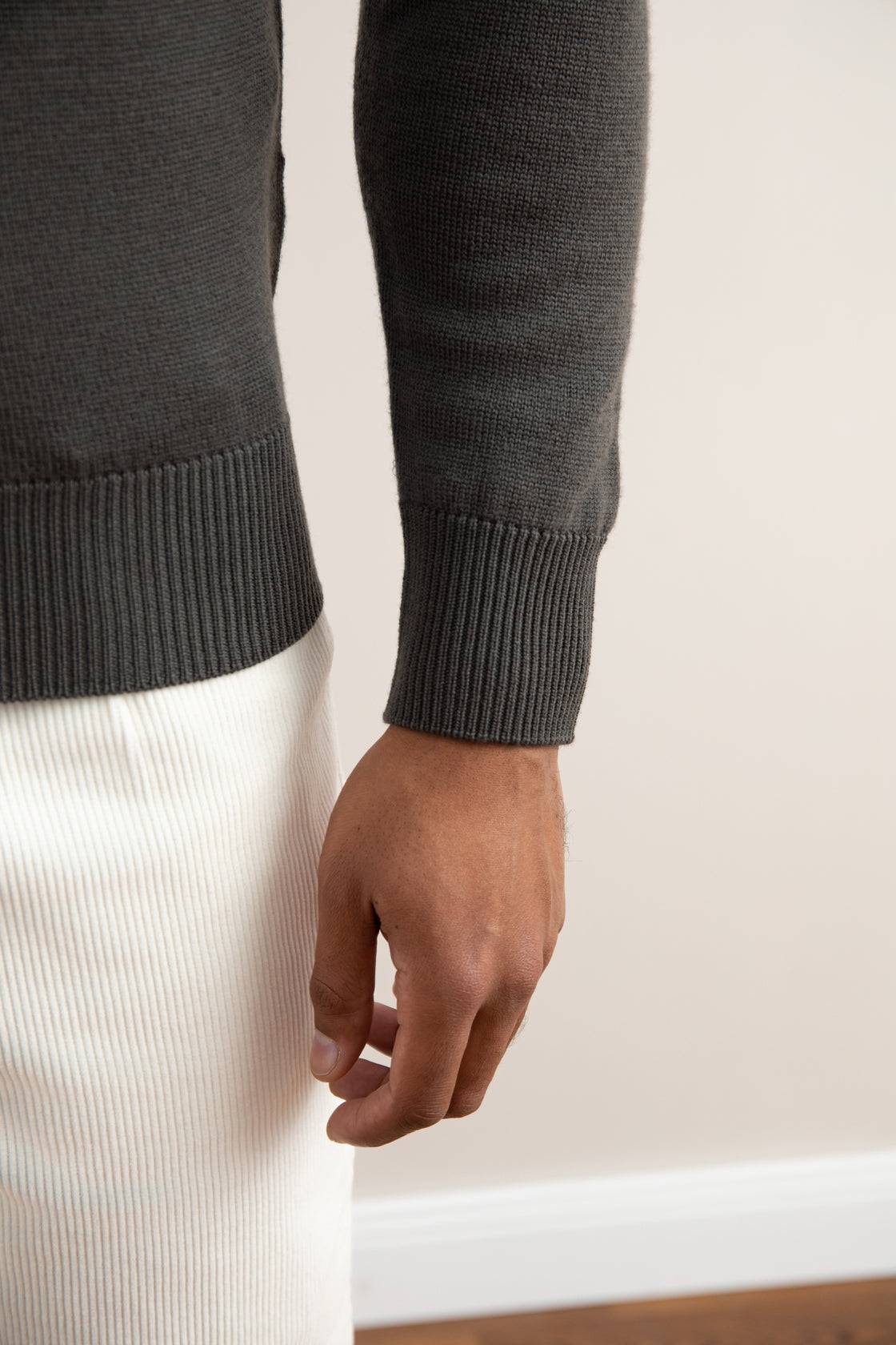 Carbon Grey Merino Wool Half-Zip Sweater - Tour&Tate