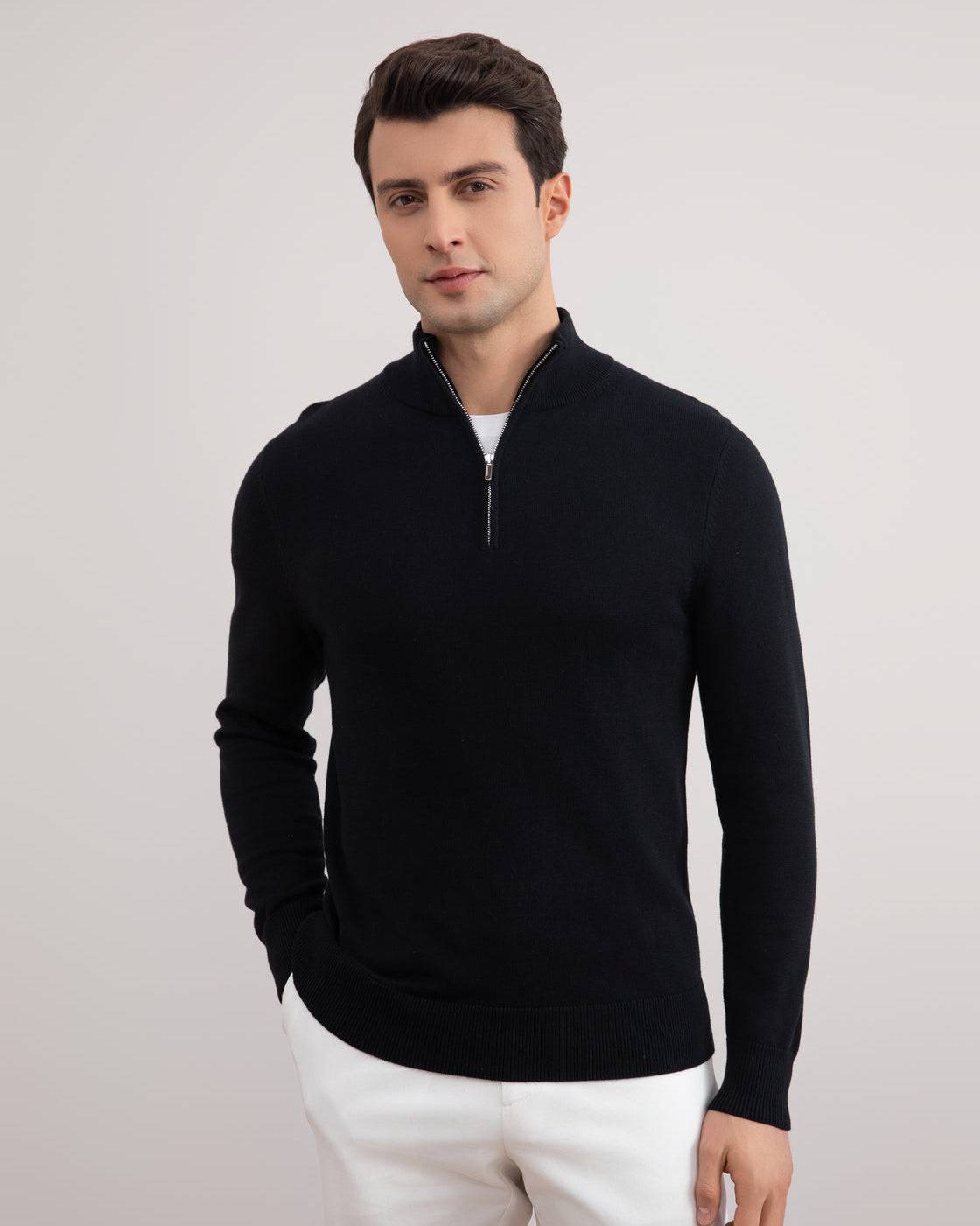 Black Half-Zip Sweater - Tour&Tate