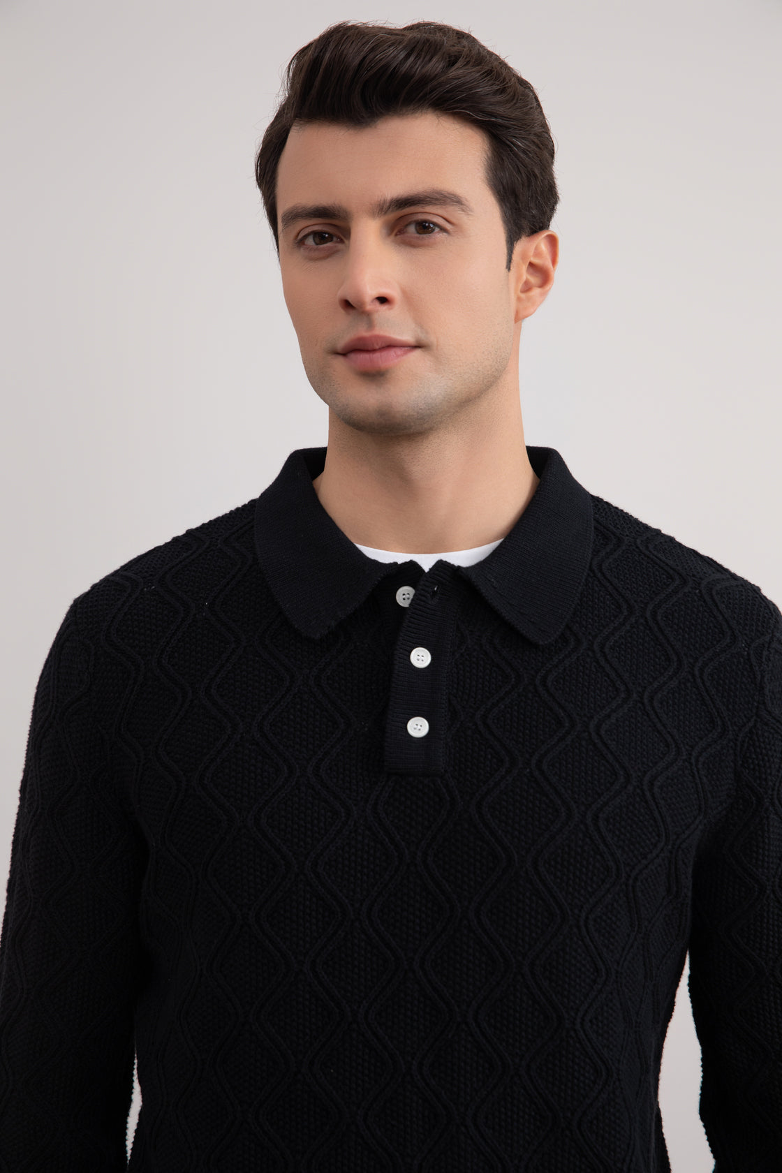 Polo nido de abeja negro