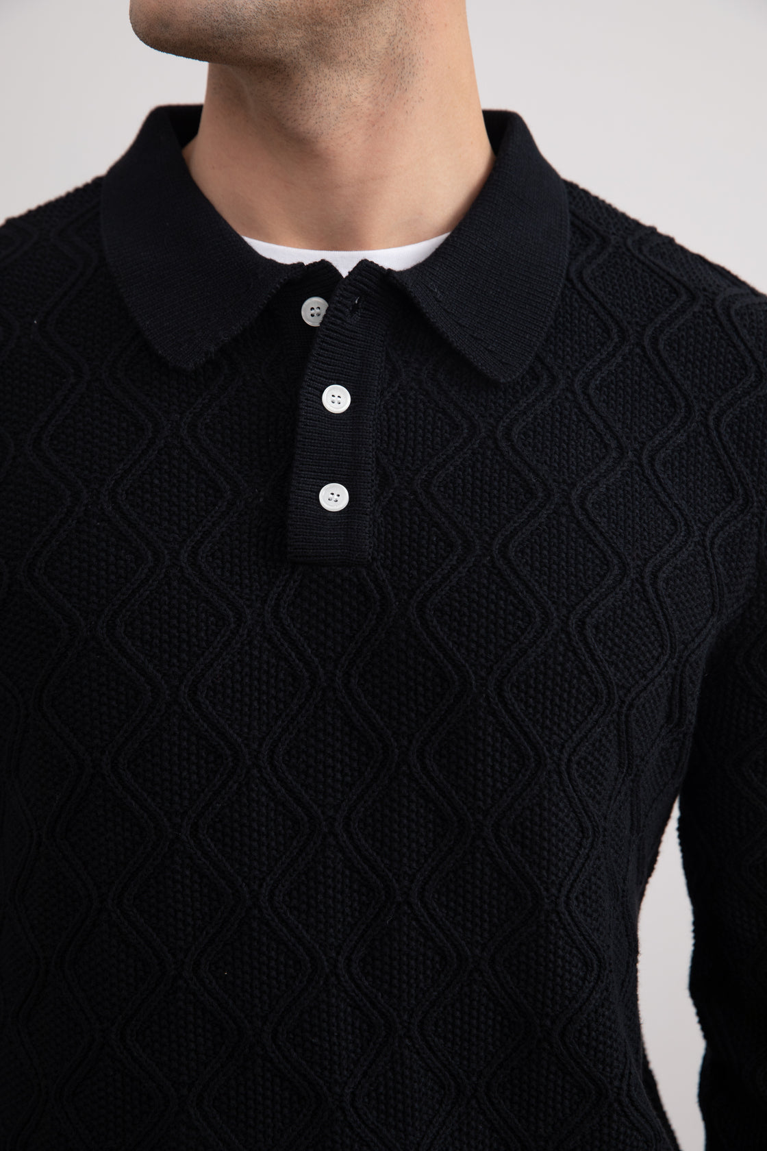 Polo nido de abeja negro