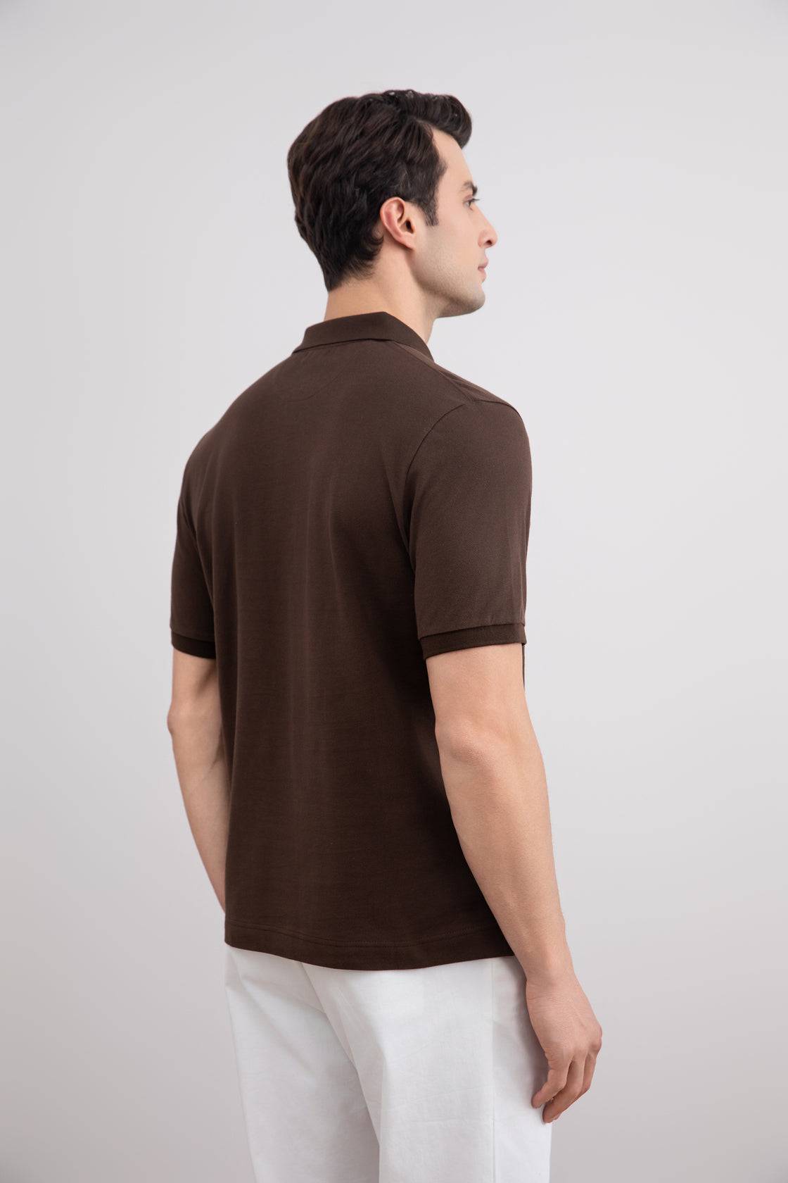 Brown Cotton-Piqué Polo Shirt - Tour&Tate