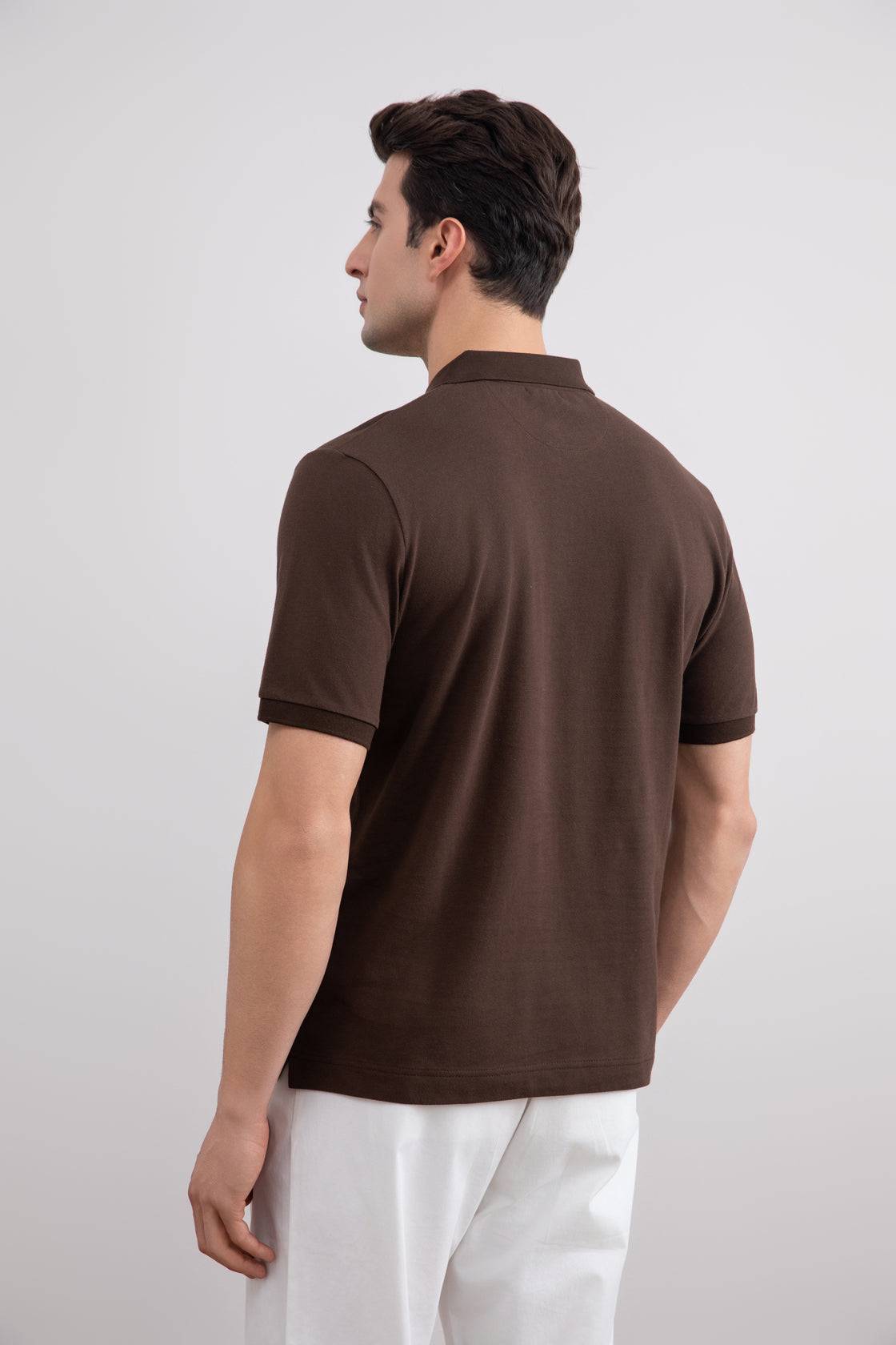 Brown Cotton-Piqué Polo Shirt - Tour&Tate