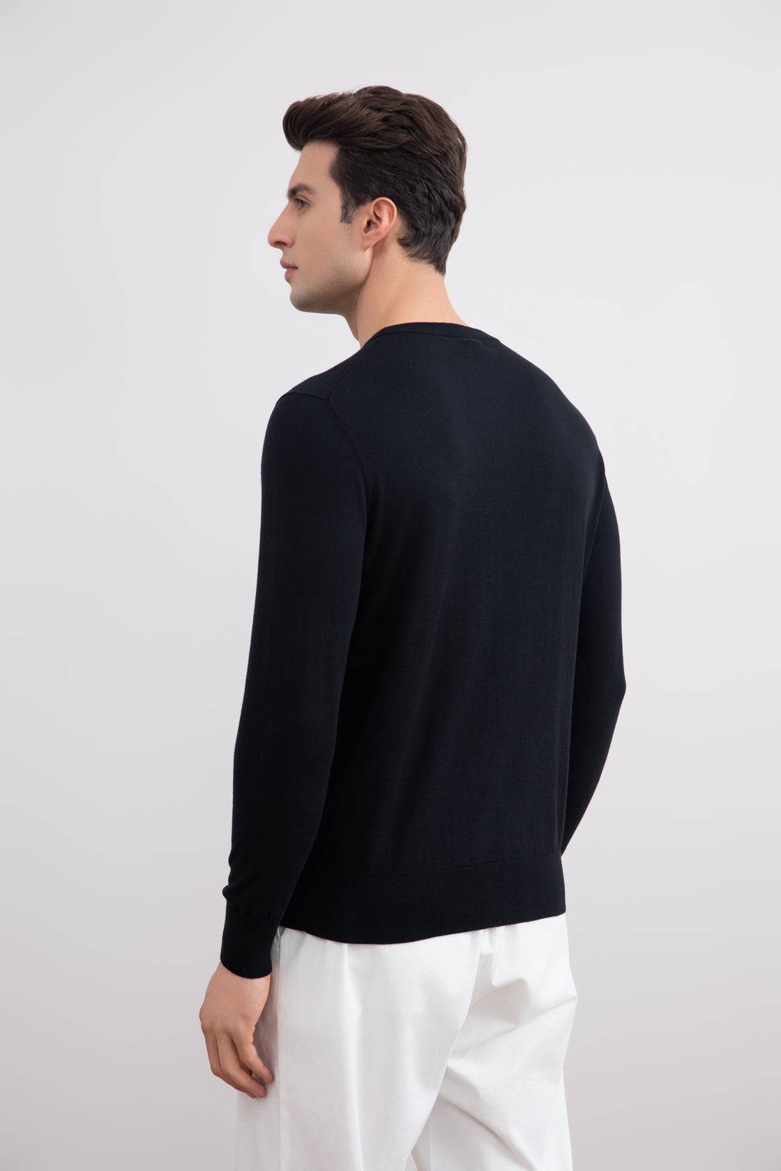 Black Lightweight Crewneck Sweater - Tour&Tate