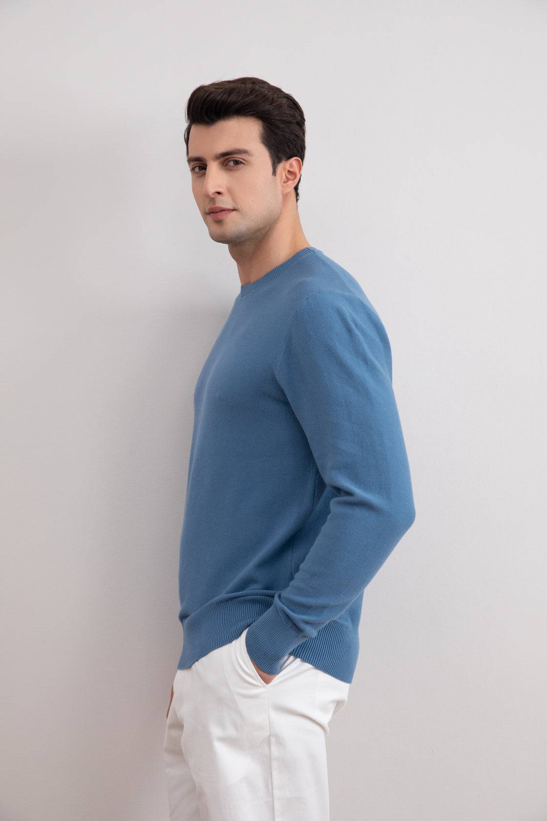 Dusty Blue 18mil Crewneck Sweater - Tour&Tate