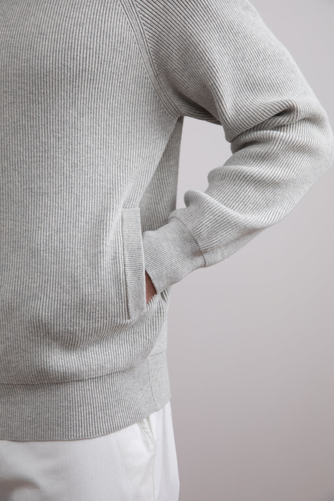 Cárdigan con cremallera entera de canalé inglés Mélange gris