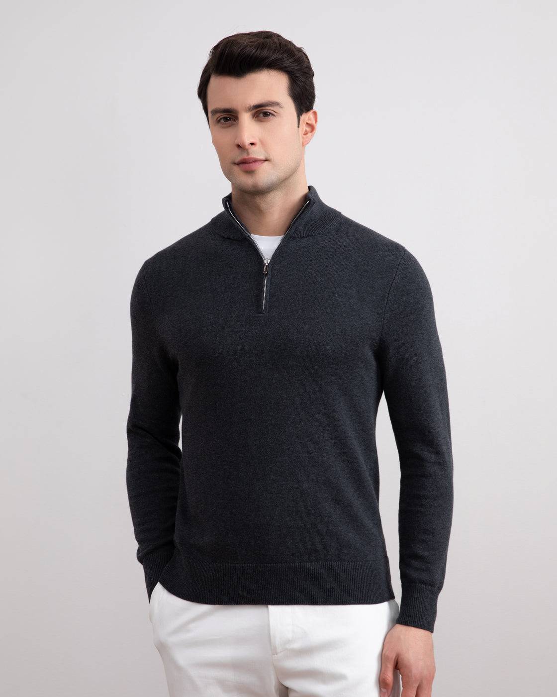 Charcoal Half-Zip Sweater - Tour&Tate