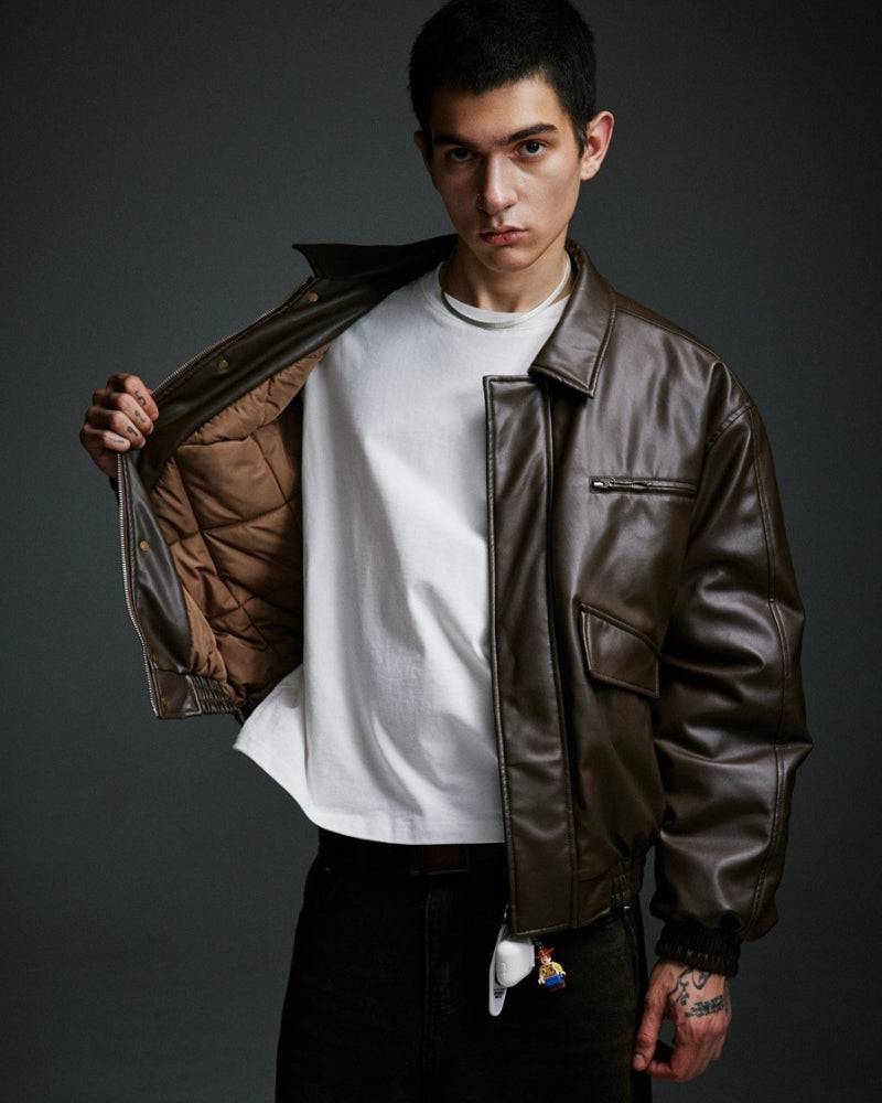 Urban Edge Faux Leather Bomber