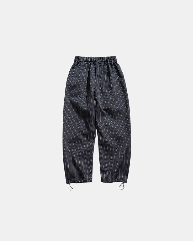 Relaxed Pinstripe Drawstring Pants - Navy Blue