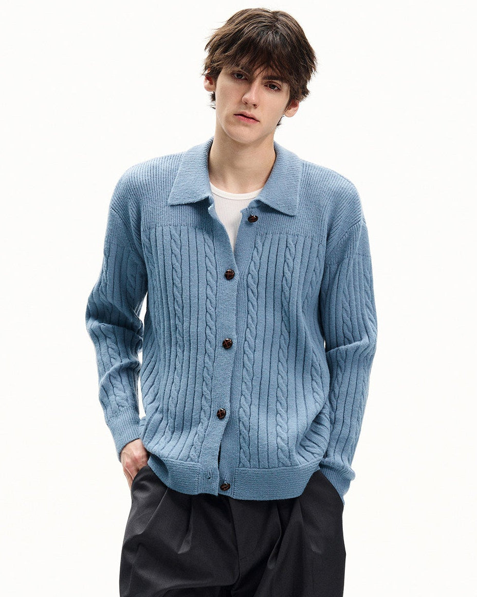 Buttoned Knit Wool Blend Cardigan