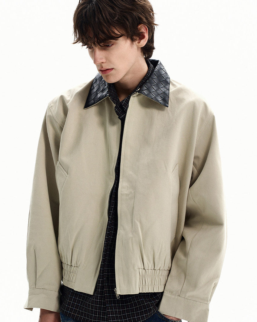 Quilted Collar Cotton Zip Jacket