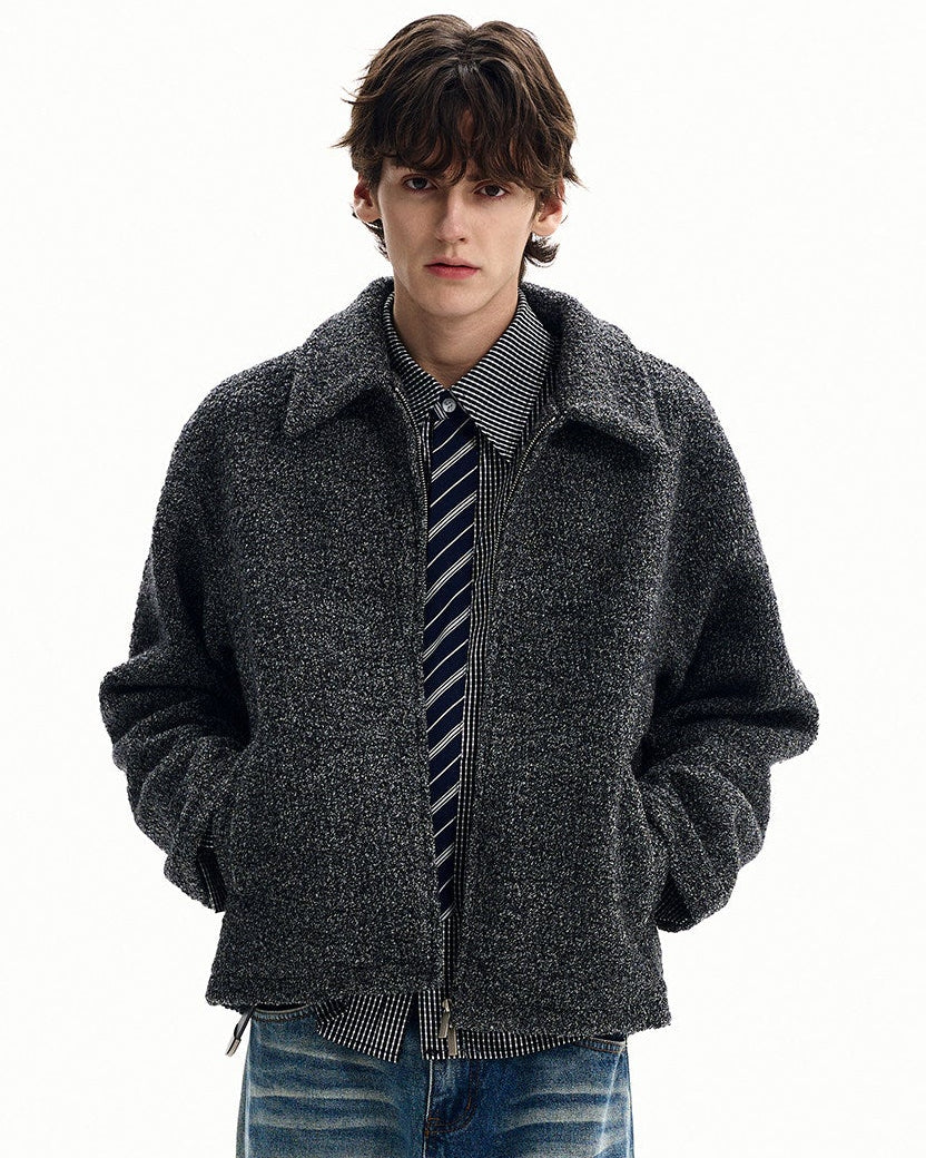 Tailored Wool Blend Zip Jacket