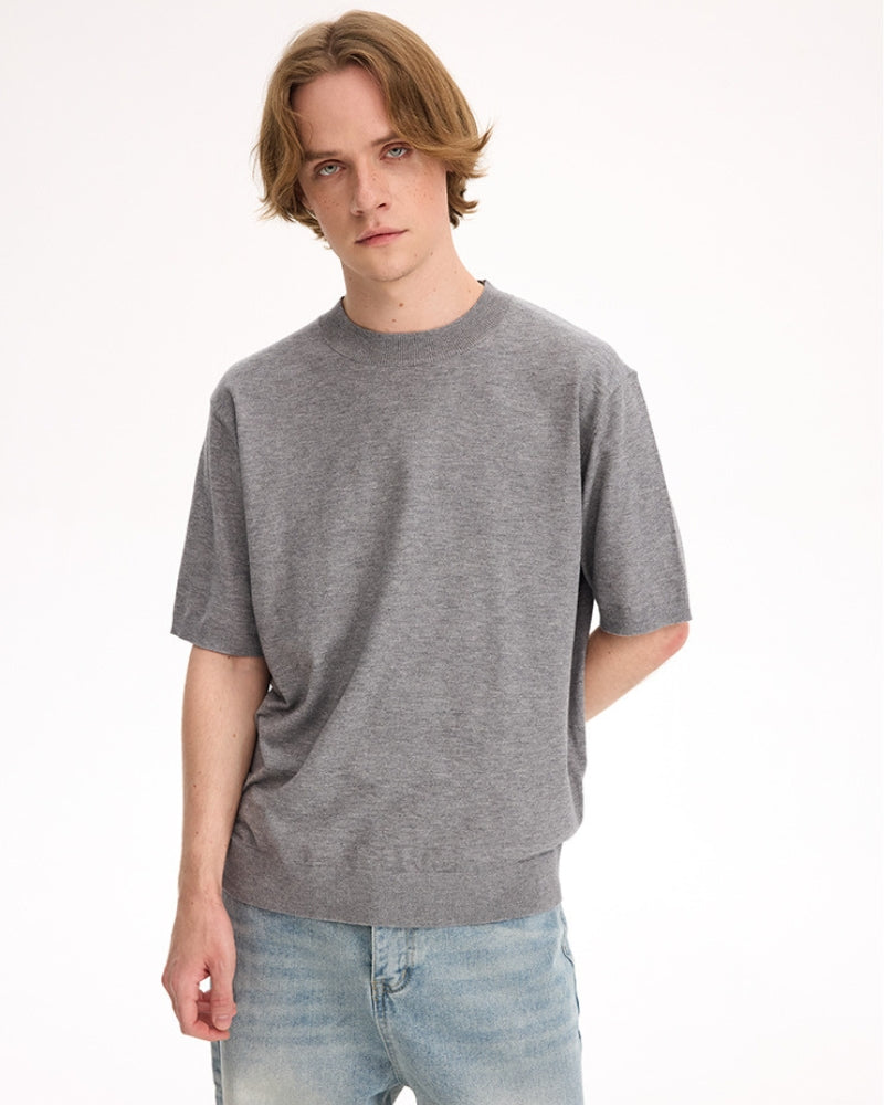 T-Shirt à manches longues coudées et col crêpé