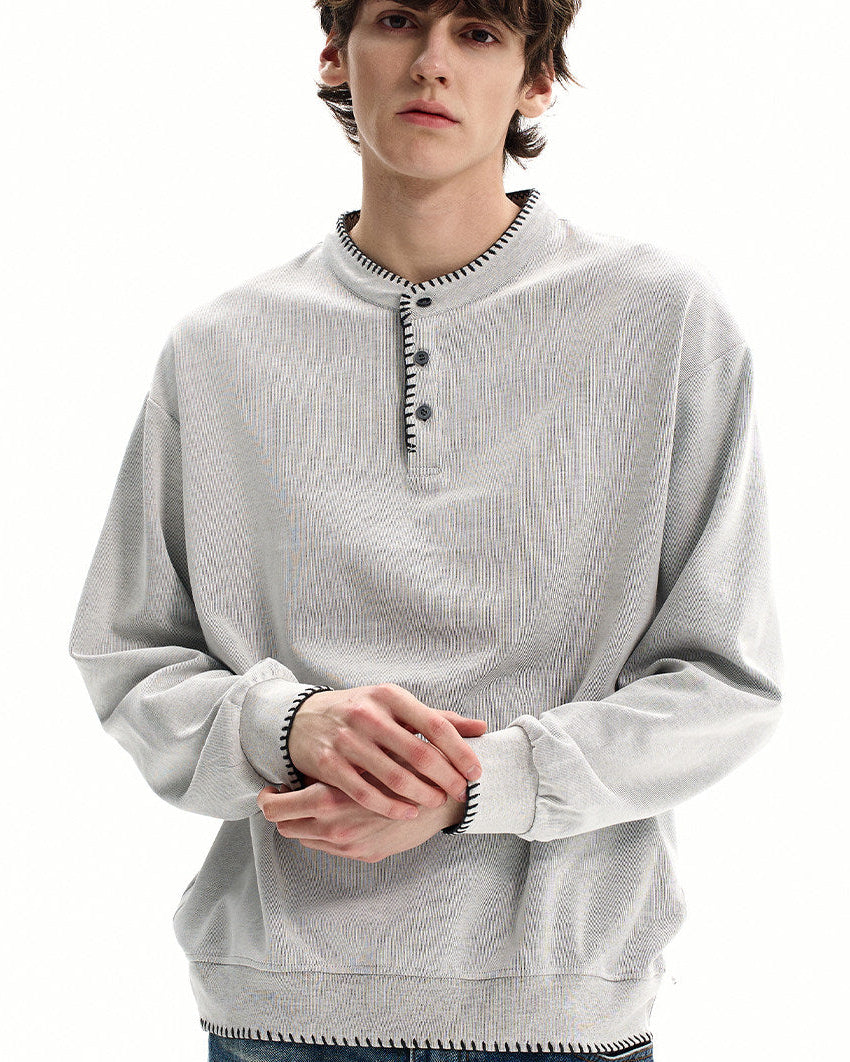 Clean Knit Henley Sweatshirt
