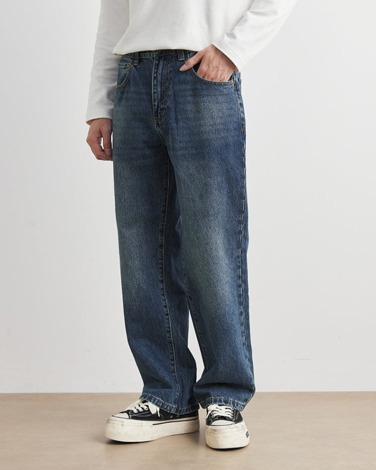 Weite Denim-Jeans mit Vintage-Waschung