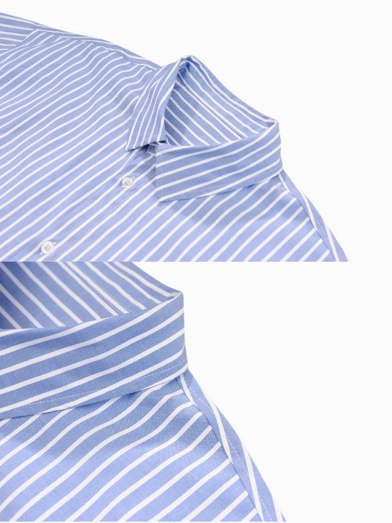 Striped Linen Loose Blouse With Short Sleeves