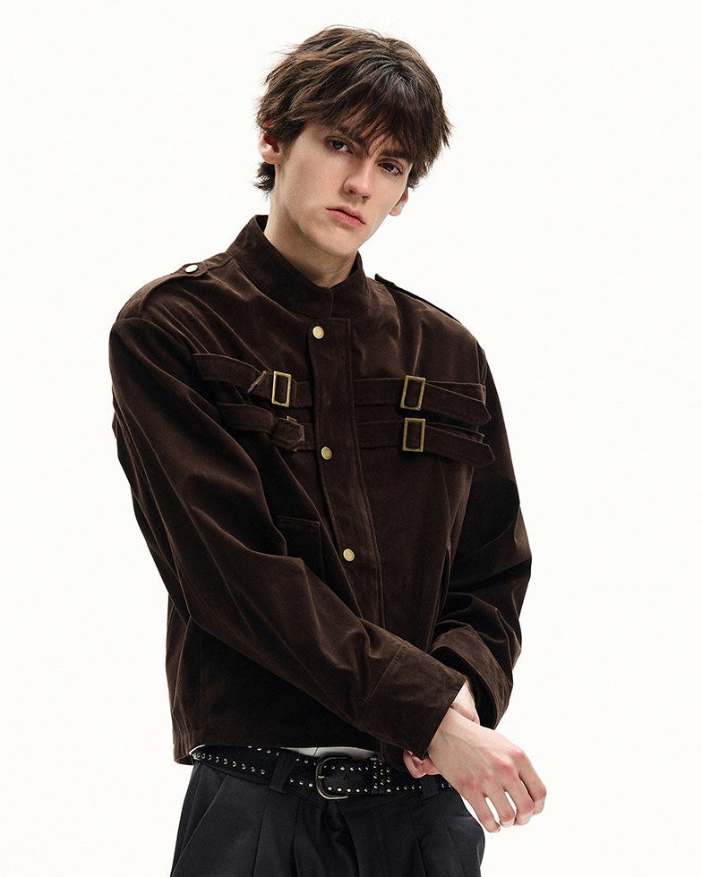 Solid Suede Buckle Jacket