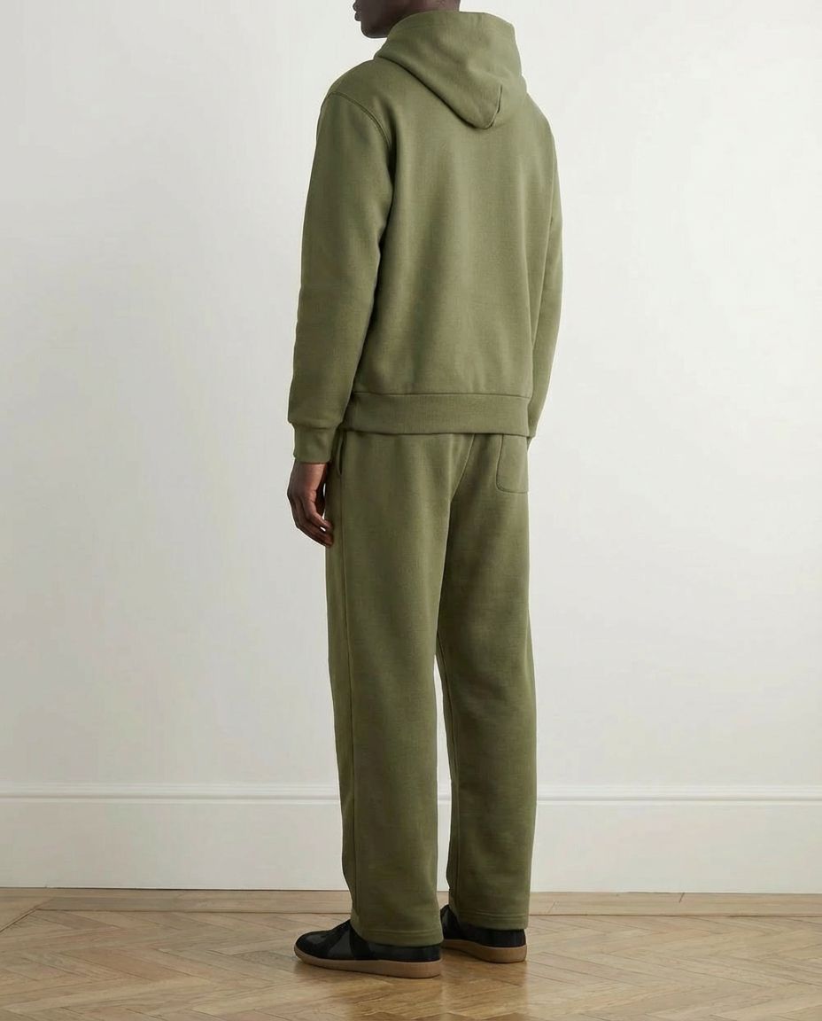 2-piece Wide Loose Fit Hoodie and Joggers Set - Olive