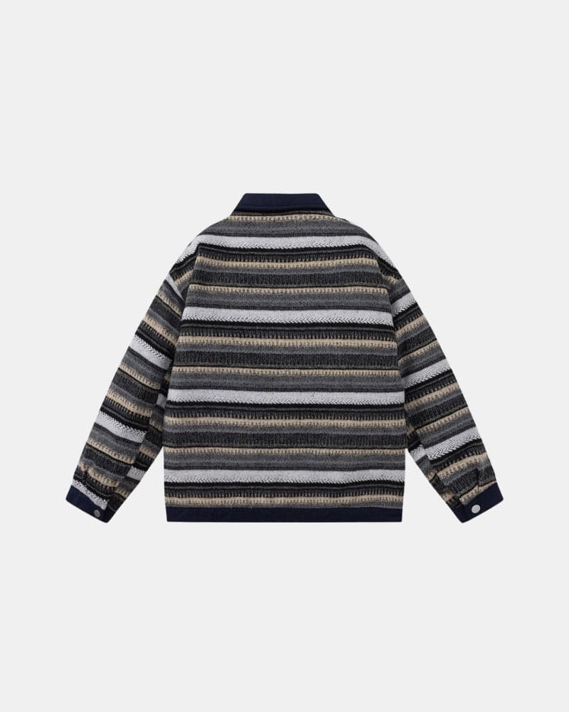 Striped Patchwork Button Jacket