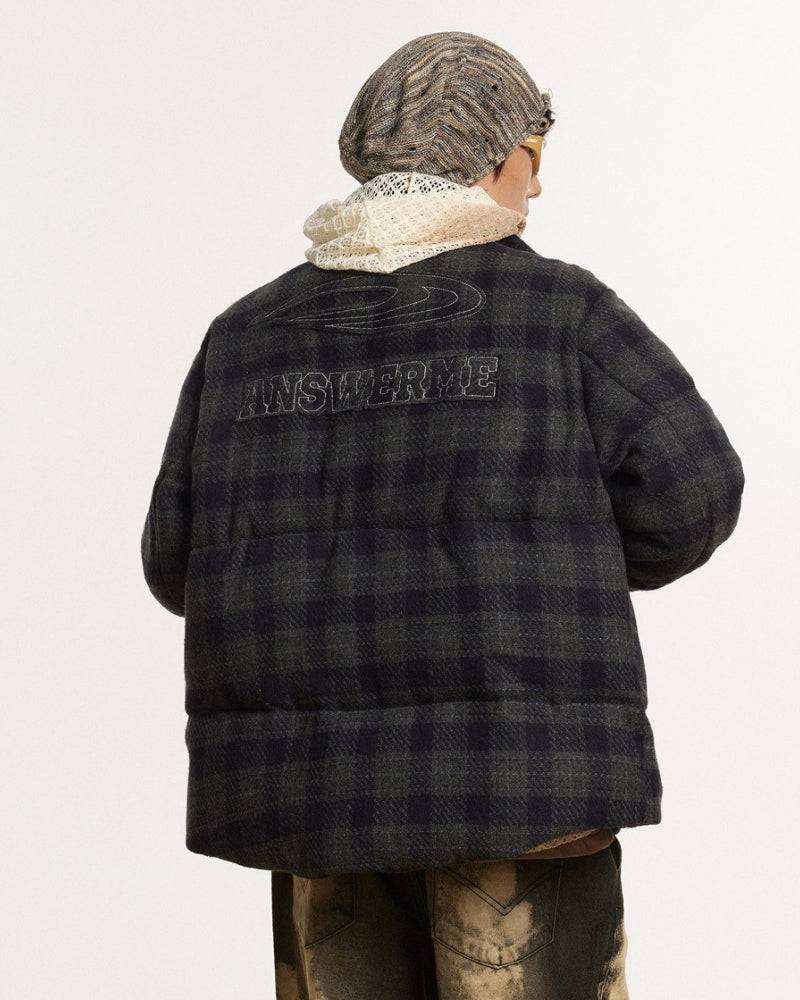 Quilted ANSWER ME Embroided Check Jacket
