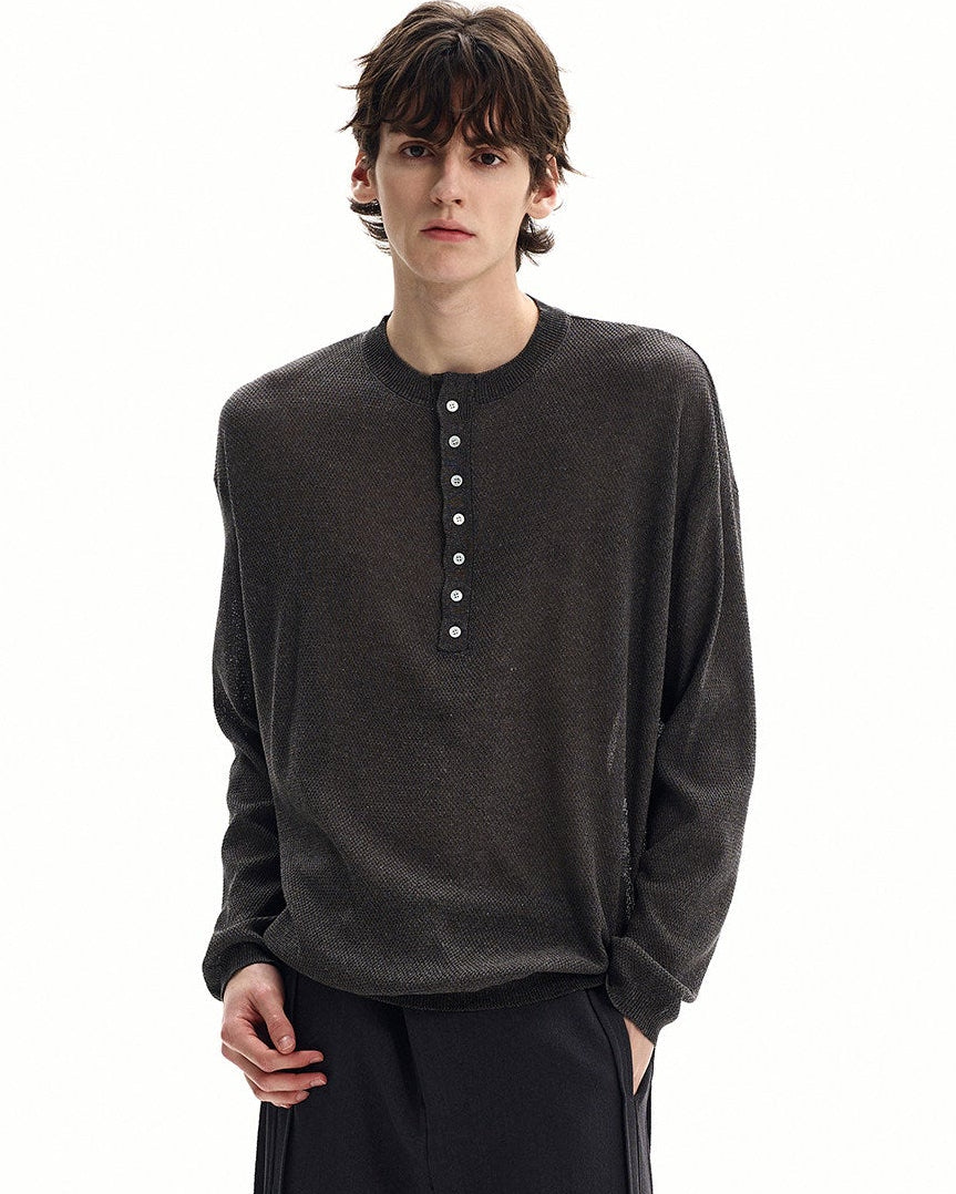 Refined Collar Knit Henley