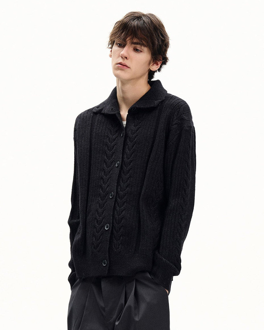 Cable Knit Wool Cardigan