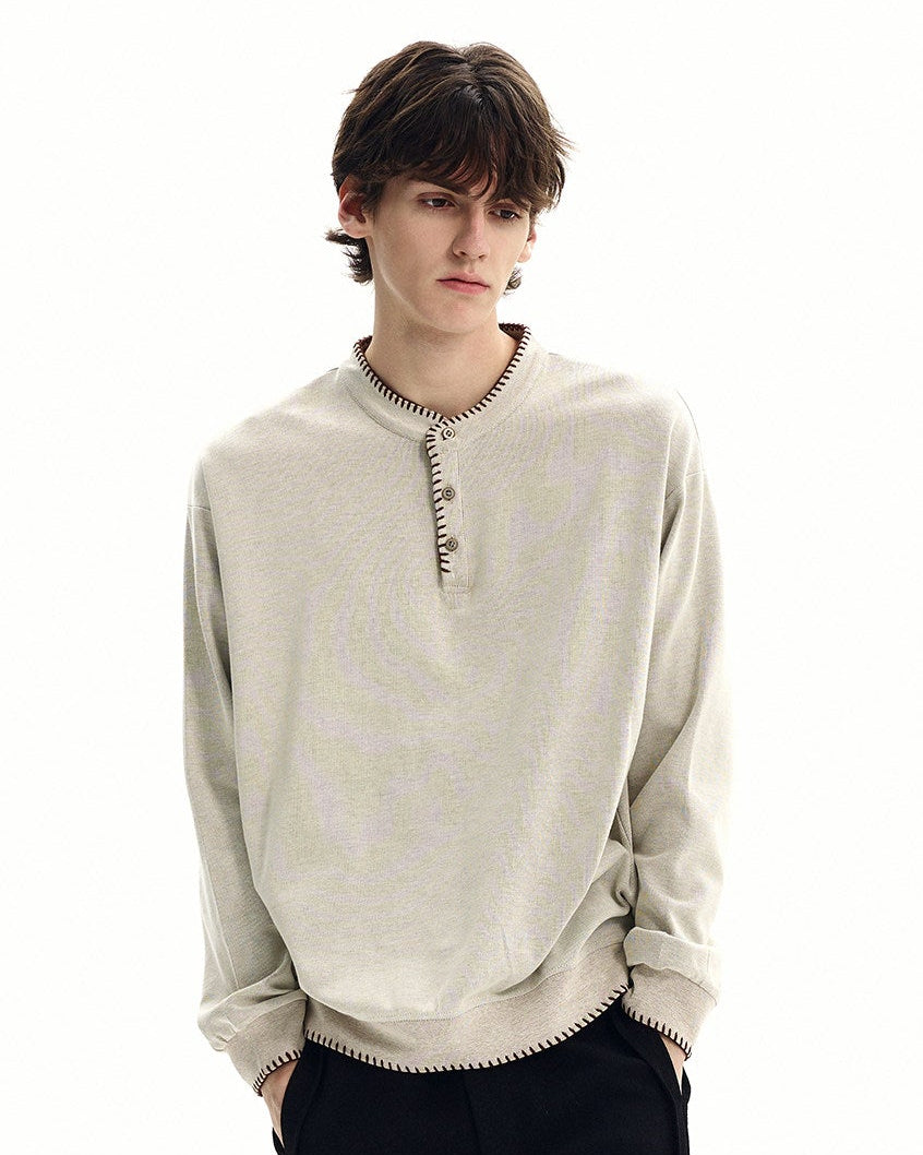 Clean Knit Henley Sweatshirt